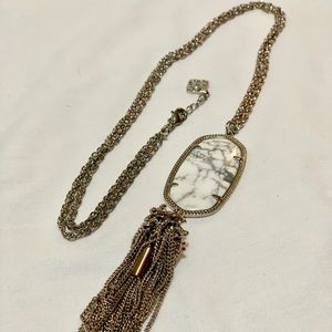 Kendra Scott White Marble Stone Tassel Necklace